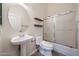 Cozy bathroom featuring a pedestal sink and glass-enclosed shower at 4525 N 22Nd St # 404, Phoenix, AZ 85016