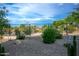 Backyard space offers mature landscaping with a scenic desert view at 29101 N Yellow Bee Dr, San Tan Valley, AZ 85143