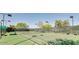 Daytime shot of a community tennis court featuring lighting and a perimeter fence at 29101 N Yellow Bee Dr, San Tan Valley, AZ 85143