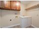 This is a quaint laundry room with built in wooden cabinetry, a sink, and ample shelving at 4622 E Flower Ave, Mesa, AZ 85206