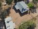 Aerial view of home with a large lot, shed, and metal roof at 26415 S Recker Rd, Queen Creek, AZ 85142