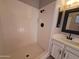 Clean bathroom with shower and tile flooring at 1829 E Decatur St, Mesa, AZ 85203