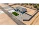 Aerial view of modern home, showcasing ample lot size and privacy fence at 18083 W Amber Dr, Goodyear, AZ 85338