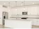 Modern kitchen boasts white cabinets, granite countertops and island at 36894 W La Paz St, Maricopa, AZ 85138