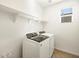 Laundry room with washer, dryer, and shelving at 37406 W San Clemente St, Maricopa, AZ 85138
