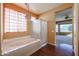 Bathroom with soaking tub and walk-in shower at 19403 N Ponderosa Ct, Surprise, AZ 85387