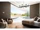 Bright bedroom with large windows overlooking a pool, featuring stylish furnishings at 6623 N Hillside Dr, Paradise Valley, AZ 85253