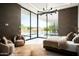 Bright bedroom with large windows overlooking a pool, featuring stylish furnishings at 6623 N Hillside Dr, Paradise Valley, AZ 85253