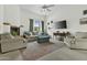 Bright living room featuring a cozy fireplace, comfortable seating, and a wall-mounted TV at 6159 S Avenida Del Sol --, Gold Canyon, AZ 85118