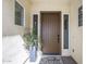 Inviting front entrance with stylish wood door, side windows, and elegant welcome mat at 2134 W Rowel Rd, Phoenix, AZ 85085