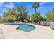 Beautiful backyard pool with a spacious patio, built-in grill, and lush landscaping at 4222 E Brown Rd # 31, Mesa, AZ 85205