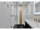 Modern bathroom with double vanity and walk-in shower at 7401 N Scottsdale Rd # 3, Paradise Valley, AZ 85253