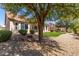 Manicured backyard featuring artificial turf, mature trees and a covered patio at 13335 W Broken Arrow Dr, Sun City West, AZ 85375