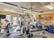 Community gym with various exercise machines, weights, and a desert-themed mural for an active lifestyle at 10401 N Saguaro Blvd # 224, Fountain Hills, AZ 85268