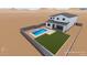 Stunning aerial view of a modern home featuring a private backyard oasis, including a pool and green lawn at 7240 N 13Th Ln, Phoenix, AZ 85021