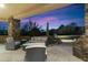 Comfortable patio furniture with mountain views and a hot tub at 27264 N 103Rd Way, Scottsdale, AZ 85262