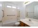 Bathroom featuring a tub/shower combo and a single sink vanity at 8464 W Royal Blackheath Dr, Arizona City, AZ 85123