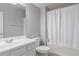 Clean bathroom with shower/tub combo and white vanity at 4287 E Clifton Ave, Gilbert, AZ 85295