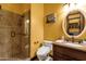 This bathroom features a beautiful vanity with granite counters and a tiled walk-in shower at 4301 E Taurus Pl, Chandler, AZ 85249