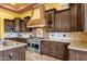 Close-up of a gourmet kitchen showcasing stainless steel appliances, custom cabinets, and stylish backsplash tiles at 4301 E Taurus Pl, Chandler, AZ 85249