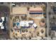Aerial view of a luxury property with a pool, stables, and riding arena at 15339 E Red Bird Rd, Scottsdale, AZ 85262