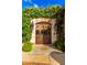 A gated entrance is covered with climbing flowers and lanterns, offering a welcoming entry at 42383 N 111Th Pl, Scottsdale, AZ 85262