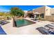 Inviting rectangular pool with brick coping and lounge chairs at 9177 E Sunflower Ct, Scottsdale, AZ 85266