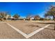 Sand volleyball court with net, surrounded by desert landscape and homes at 5411 W Grenadine Rd, Laveen, AZ 85339