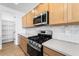 Kitchen with stainless steel appliances, stylish backsplash, and convenient pantry at 25238 N 172Nd Ln, Surprise, AZ 85378