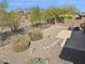 Desert backyard featuring natural landscaping and wrought iron fence, with mountain views at 2740 W Plum Hollow Dr, Anthem, AZ 85086