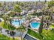 Aerial view showing resort-style pool and community at 2232 W Lindner Ave # 44, Mesa, AZ 85202