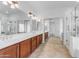 Elegant bathroom with double vanity and shower at 2067 W Periwinkle Way, Chandler, AZ 85248