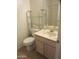 Bathroom featuring a vanity, toilet, and shower with glass doors at 1881 E Kerby Farms Rd, Chandler, AZ 85249