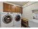 Convenient laundry room with washer, dryer, and ample storage at 9478 E Corrine Dr, Scottsdale, AZ 85260