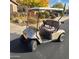 Tan EZGO Freedom SE golf cart parked on paved driveway at 26631 W Runion Dr, Buckeye, AZ 85396