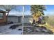 Backyard with patio, palm trees, and storage shed at 3155 S 127Th Ave, Avondale, AZ 85323