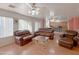 Open concept living room with a view of the kitchen at 1342 N Mckenna Ln, Gilbert, AZ 85233