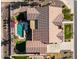 Aerial view showcases a private pool, patio, and well-maintained backyard at 21774 E Camacho Rd, Queen Creek, AZ 85142
