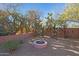 Landscaped backyard with fire pit and cacti at 6486 E Oberlin Way, Scottsdale, AZ 85266