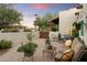 Front courtyard with seating area and mountain views at 6501 E Cholla St, Scottsdale, AZ 85254