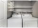 Convenient laundry room with a washer, dryer, shelving and ample storage space at 215 N Power Rd # 361, Mesa, AZ 85205