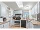 Well-equipped kitchen with stainless steel appliances, neutral countertops, and a skylight at 10120 E Mclellan Rd, Mesa, AZ 85207