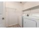 Functional laundry room with tile flooring and shelving for storage of supplies at 1335 E June St # 239, Mesa, AZ 85203