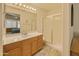 Well-maintained main bathroom featuring a single vanity, walk-in shower, and neutral finishes at 17317 N Ponca Way, Surprise, AZ 85374