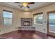 Stone fireplace in corner of living room at 2322 E Samantha Way, Phoenix, AZ 85042