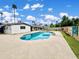 Inviting backyard with a sparkling blue pool, green grass, and block wall for privacy and quiet enjoyment at 4329 W Sierra St, Glendale, AZ 85304