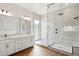 Bathroom with double vanity, large shower, and modern finishes at 1310 E Beechnut Pl, Chandler, AZ 85249