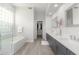 Modern bathroom with double vanity and large shower at 32427 N 71St Way, Scottsdale, AZ 85266