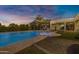 Relaxing pool area with string lights and a gazebo at 20668 E Sunset Dr, Queen Creek, AZ 85142