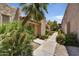 Beautifully landscaped walkway with mature Palm trees, colorful flowers, and cacti at 5525 E Thomas Rd # N1, Phoenix, AZ 85018